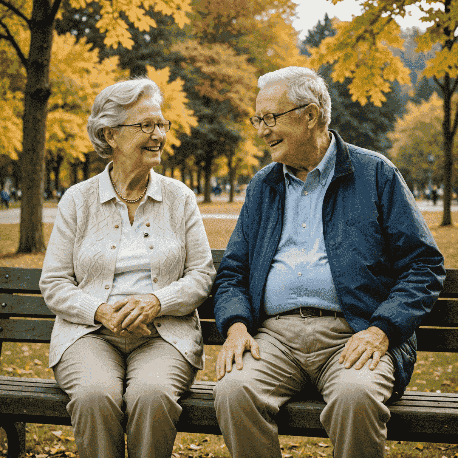 Senior couple enjoying retirement in a Canadian park